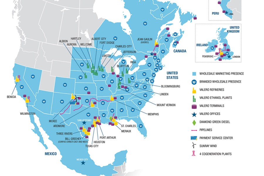 Map of Royal Dutch Shell's operation locations.